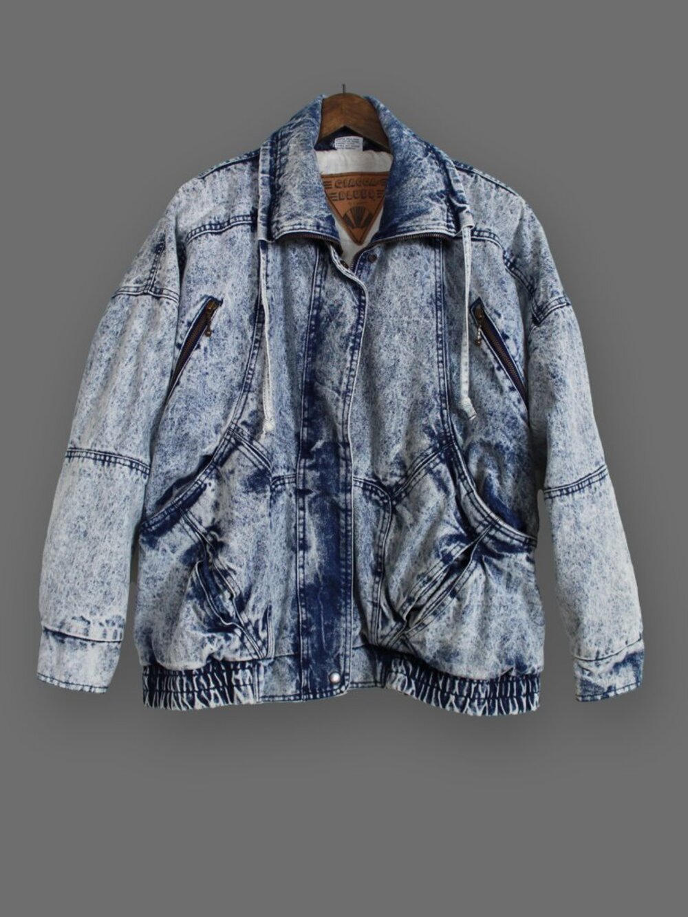 Giacca Blues Vintage 80s Acid-wash Oversized Cotton Denim Bomber Jacket Men’s S